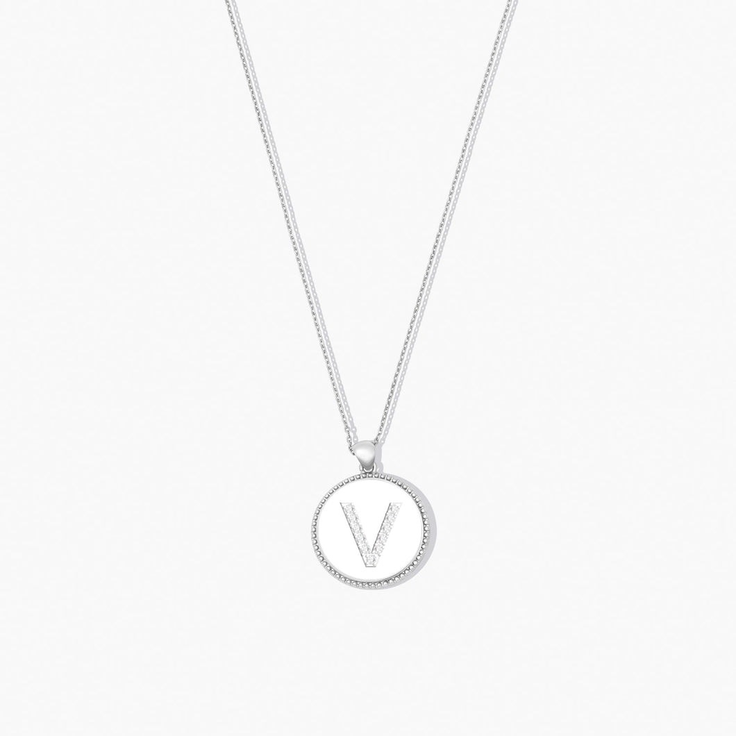 Sparkle ID Letter Necklace - V SPARKLE ID FOREVER CRYSTALS Silver 