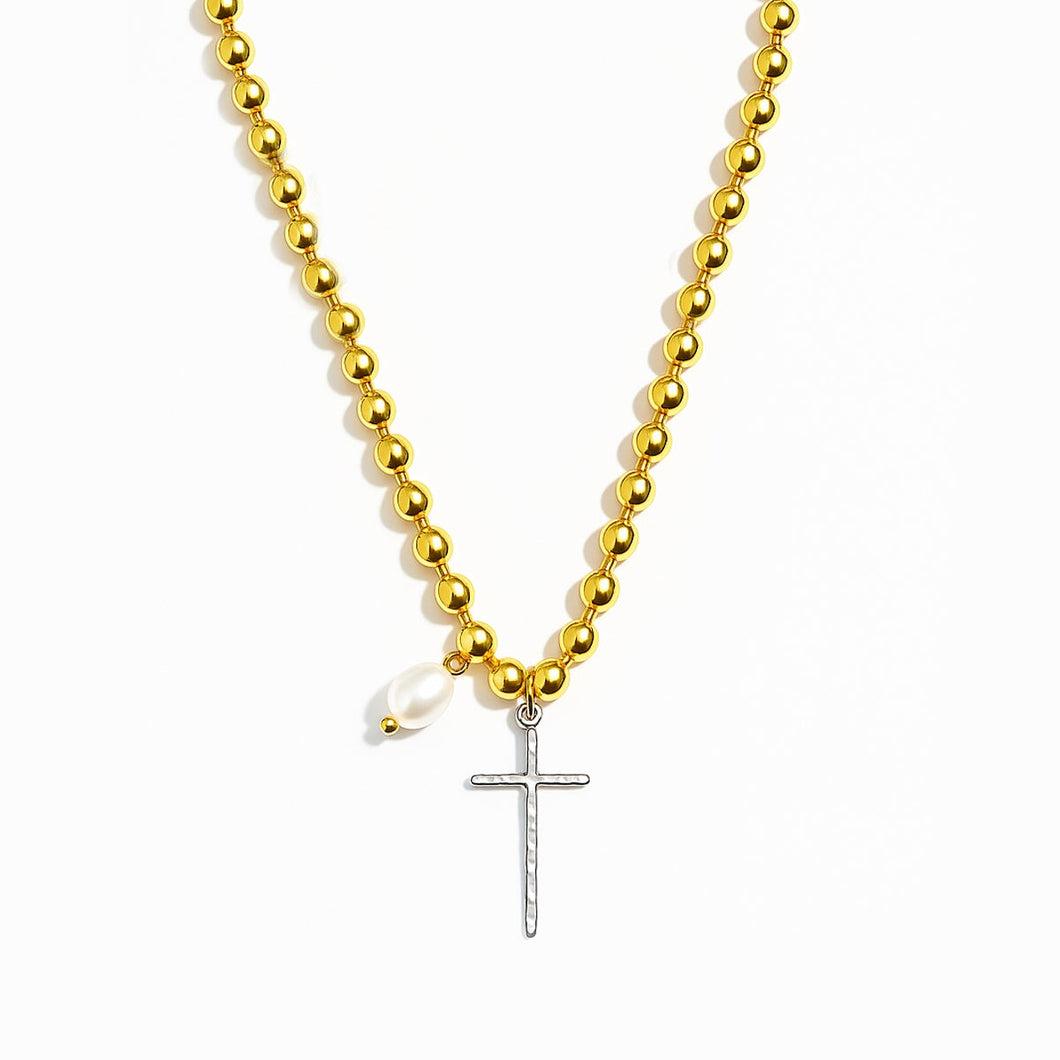 Cana Cross Necklace Gold FASHION EDIT CORE FOREVER CRYSTALS 