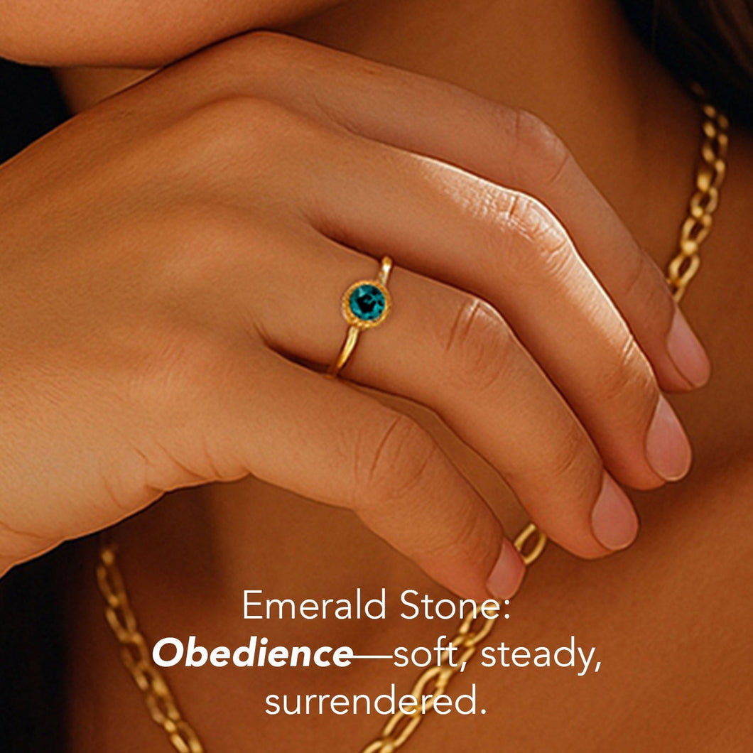 Divine Favor Ring Gold Emerald STORY OF DESTINY FOREVER CRYSTALS 