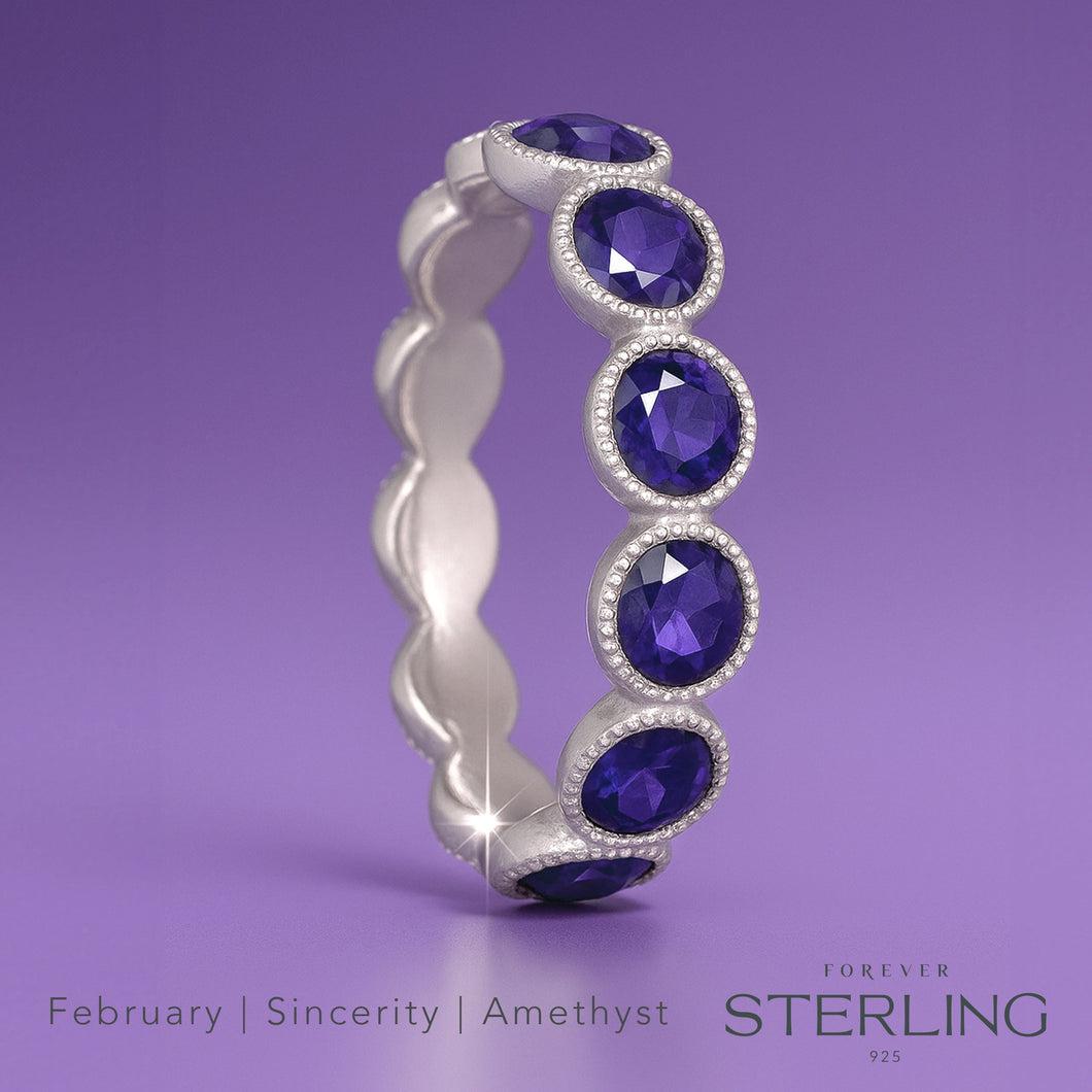 Forever Sterling Lifestones moments Ring Amethyst FOREVER STERLING FOREVER CRYSTALS 
