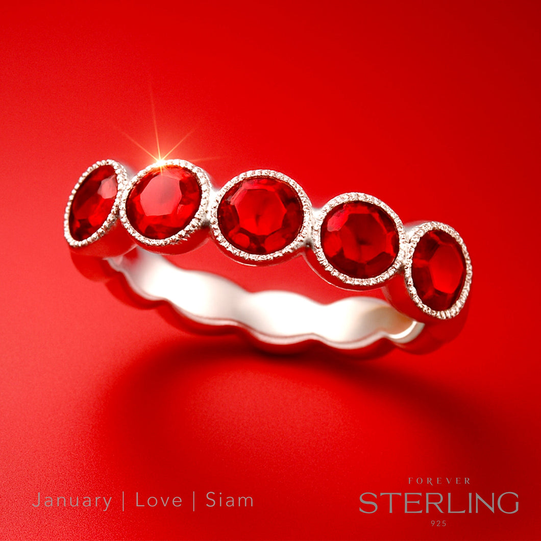 Forever Sterling Lifestones moments Ring Light Siam FOREVER STERLING FOREVER CRYSTALS 