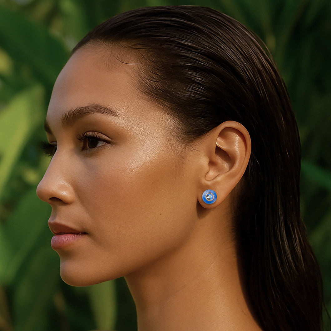 Island Chic Earrings Gold Light Sapphire Shimmer TROPICAL BLISS FOREVER CRYSTALS 