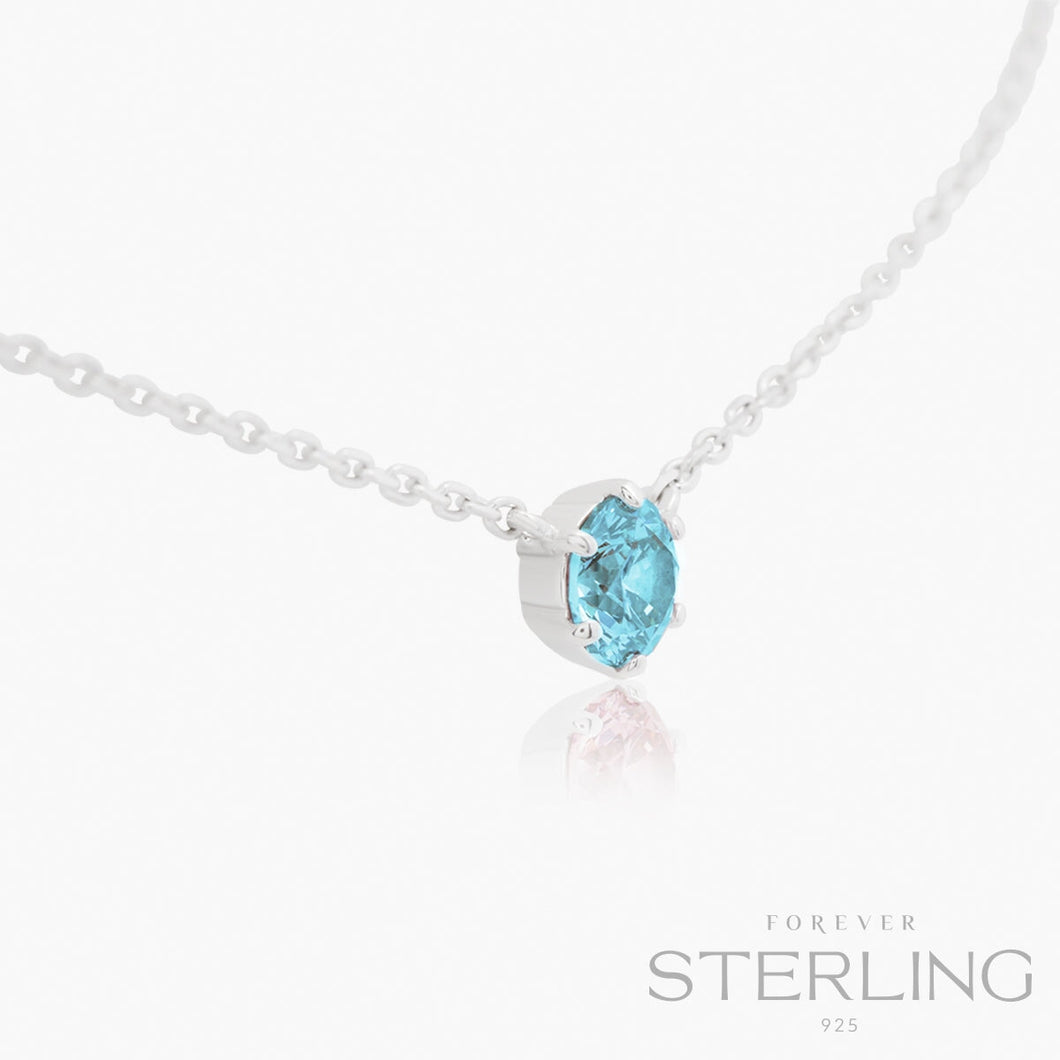 Lee Necklace Blue Zircon FOREVER STERLING Forever Crystals 