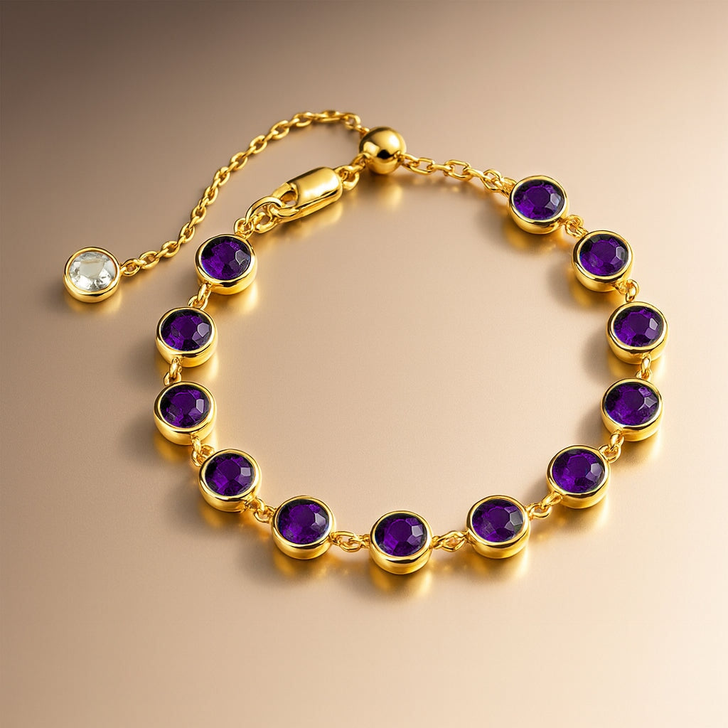 Monroe Bracelet Gold Dark Purple ESSENTIALS FOREVER CRYSTALS 