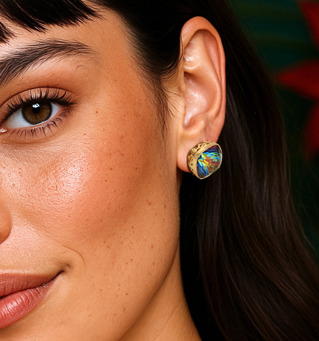 Paradise Glow Earrings Gold Vitrail Medium ENCANTO FOREVER CRYSTALS 