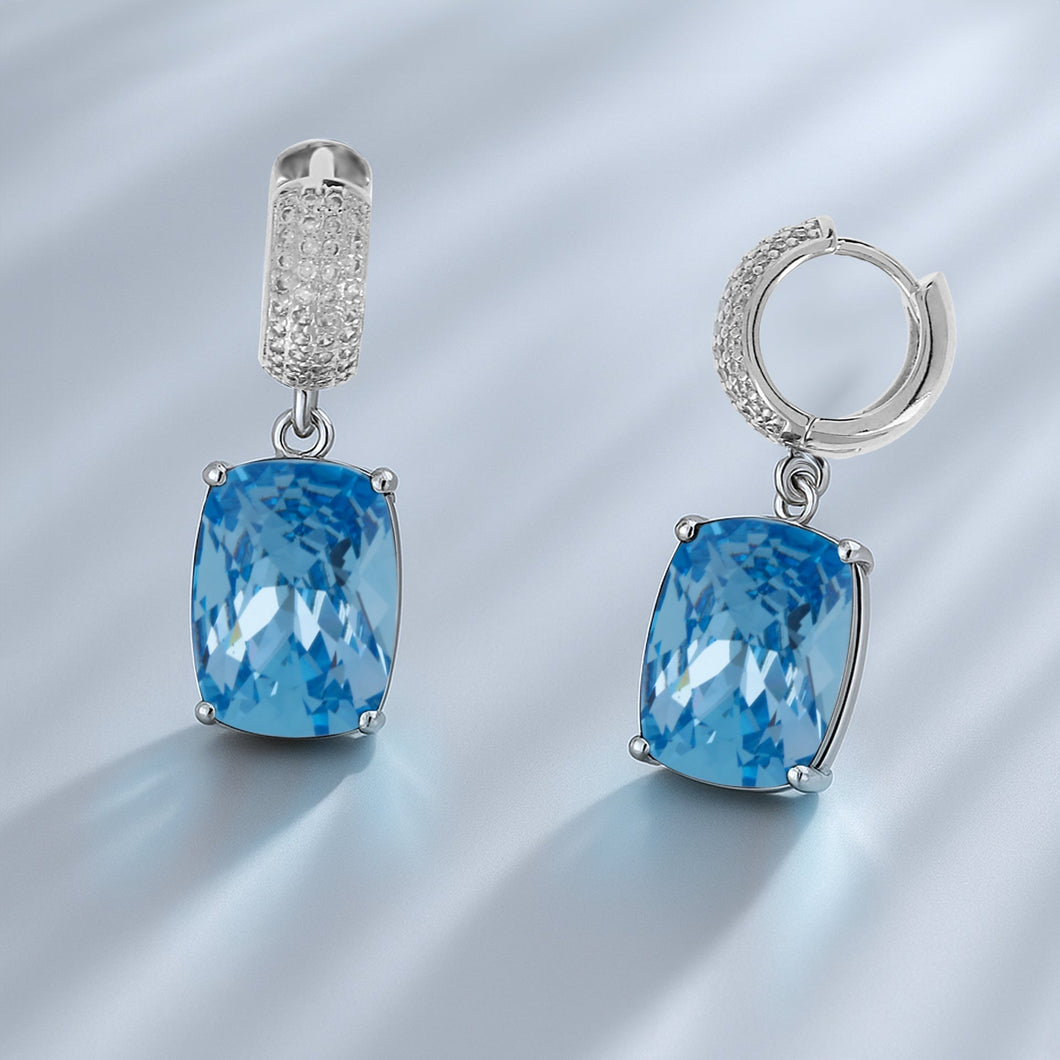 Radiant Grand Earrings Aquamarine REFLECTIONS FOREVER CRYSTALS 