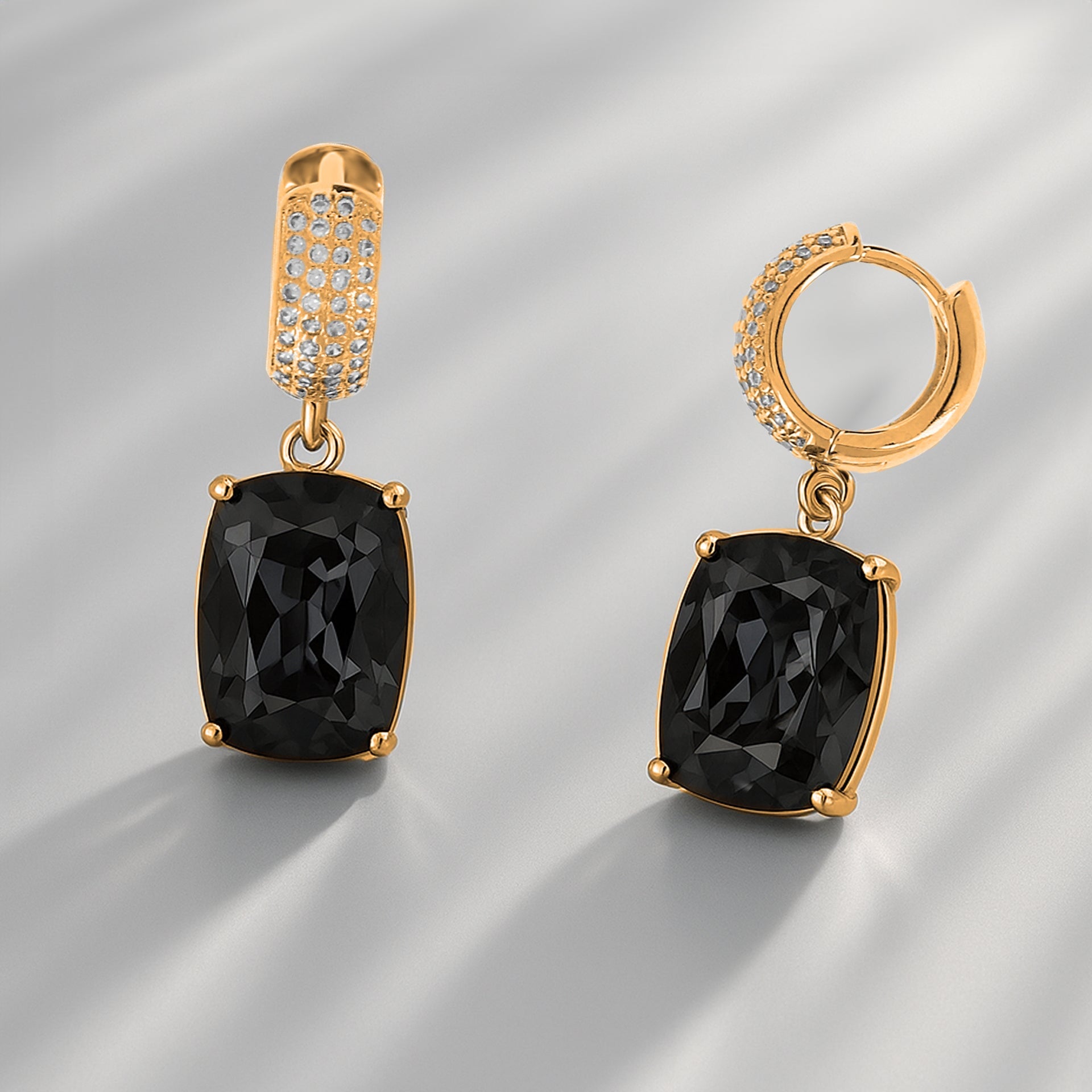 Radiant Grand Earrings Gold Jet – ForeverCrystals