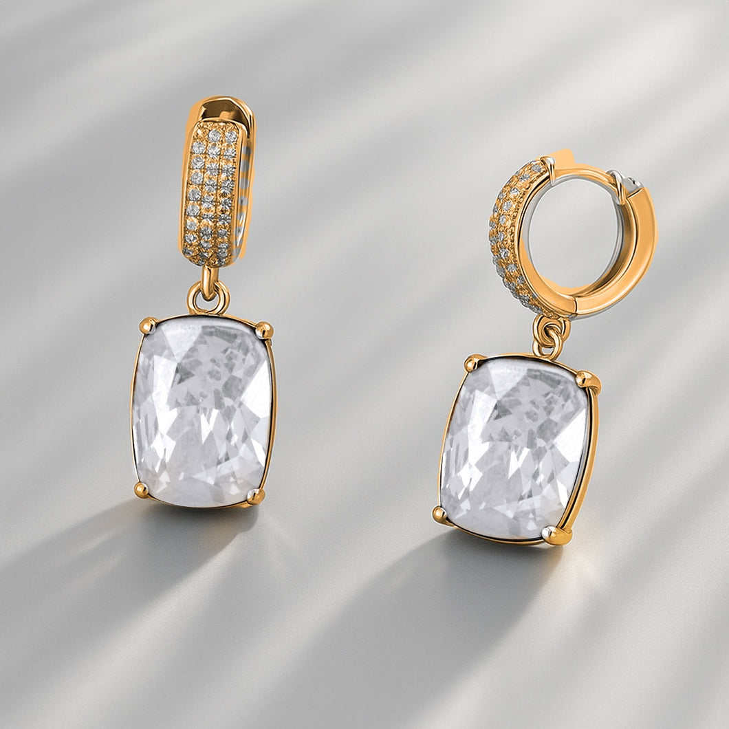 Radiant Grand Earrings Gold REFLECTIONS FOREVER CRYSTALS 