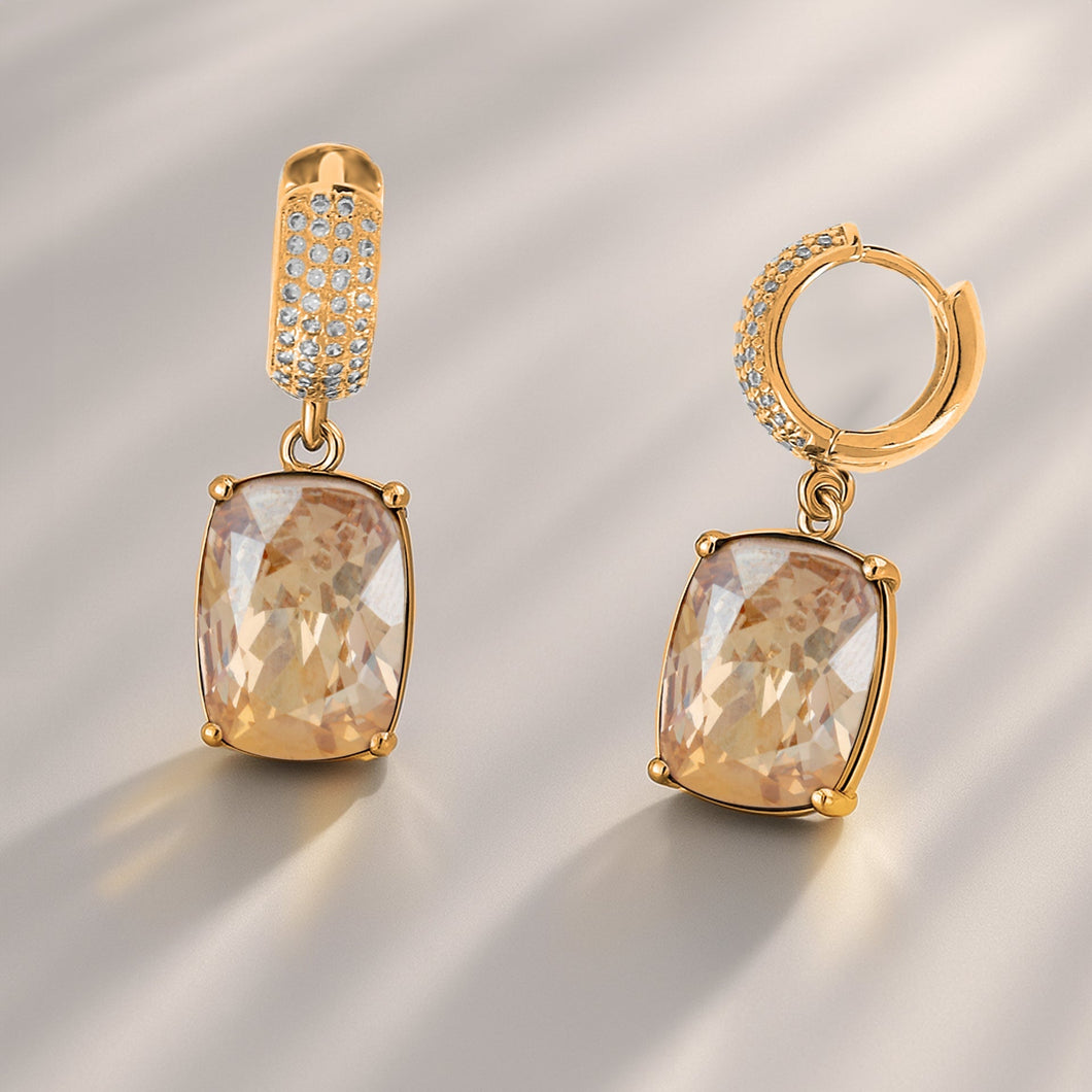 Radiant Grand Earrings Gold REFLECTIONS FOREVER CRYSTALS 