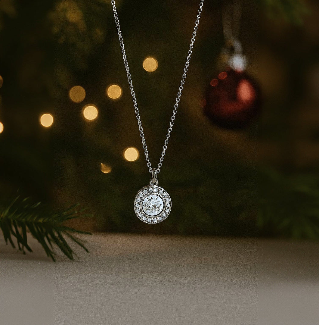 Reign Necklace Round Silver Crystal A STORY OF GIFTS Forever Crystals 