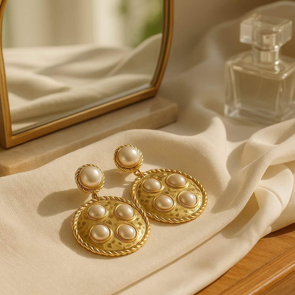Shoreline Earrings Gold COASTAL ELEGANCE FOREVER CRYSTALS 