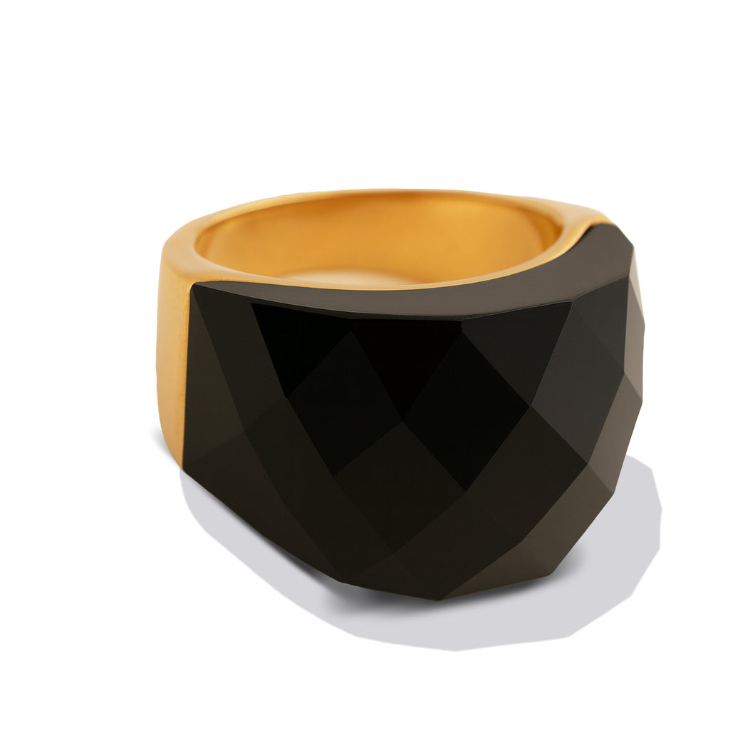 Spotlight Ring Gold Jet LEYENDAS JACKIE FOREVER CRYSTALS 6 