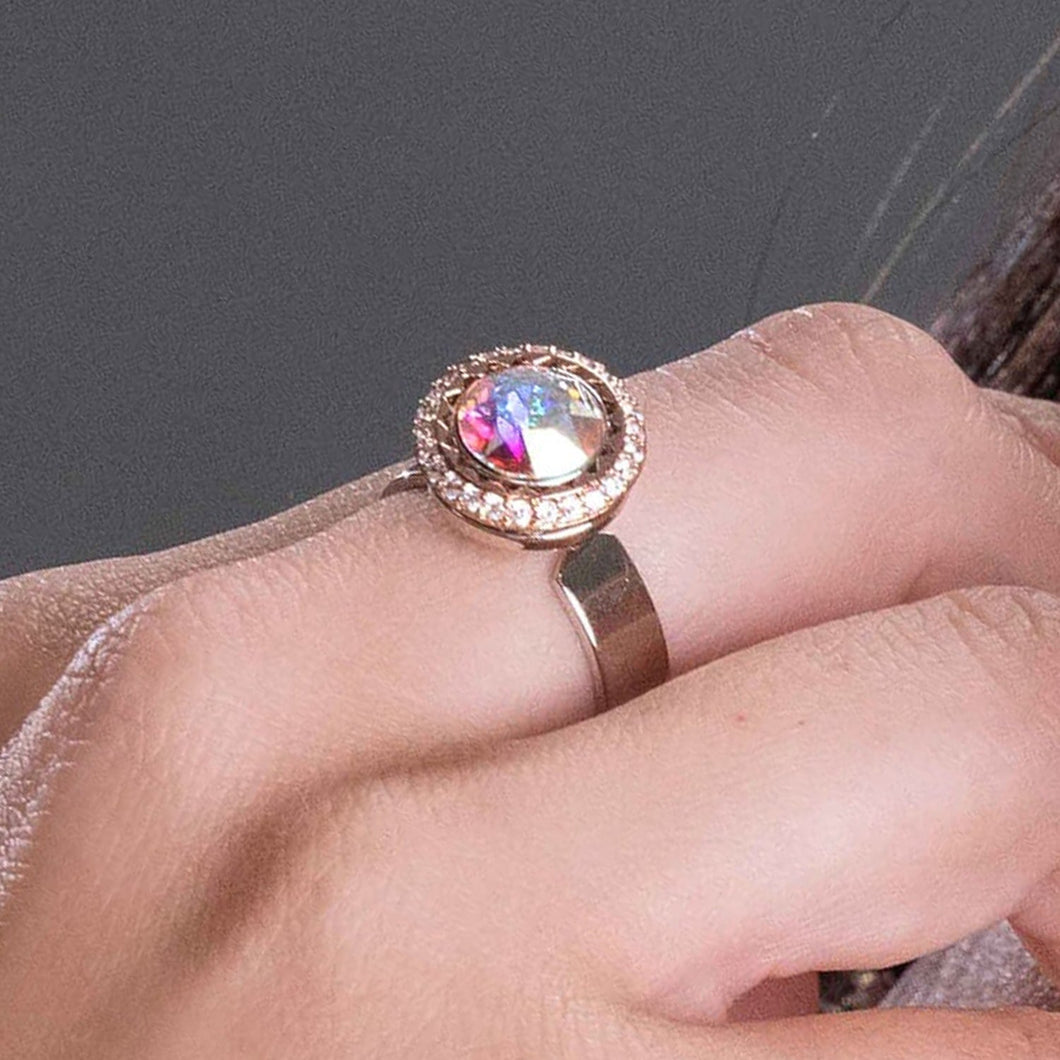 Sublime Ring Two Tone Rose Gold Aurora Borealis Majestic FOREVER CRYSTALS 