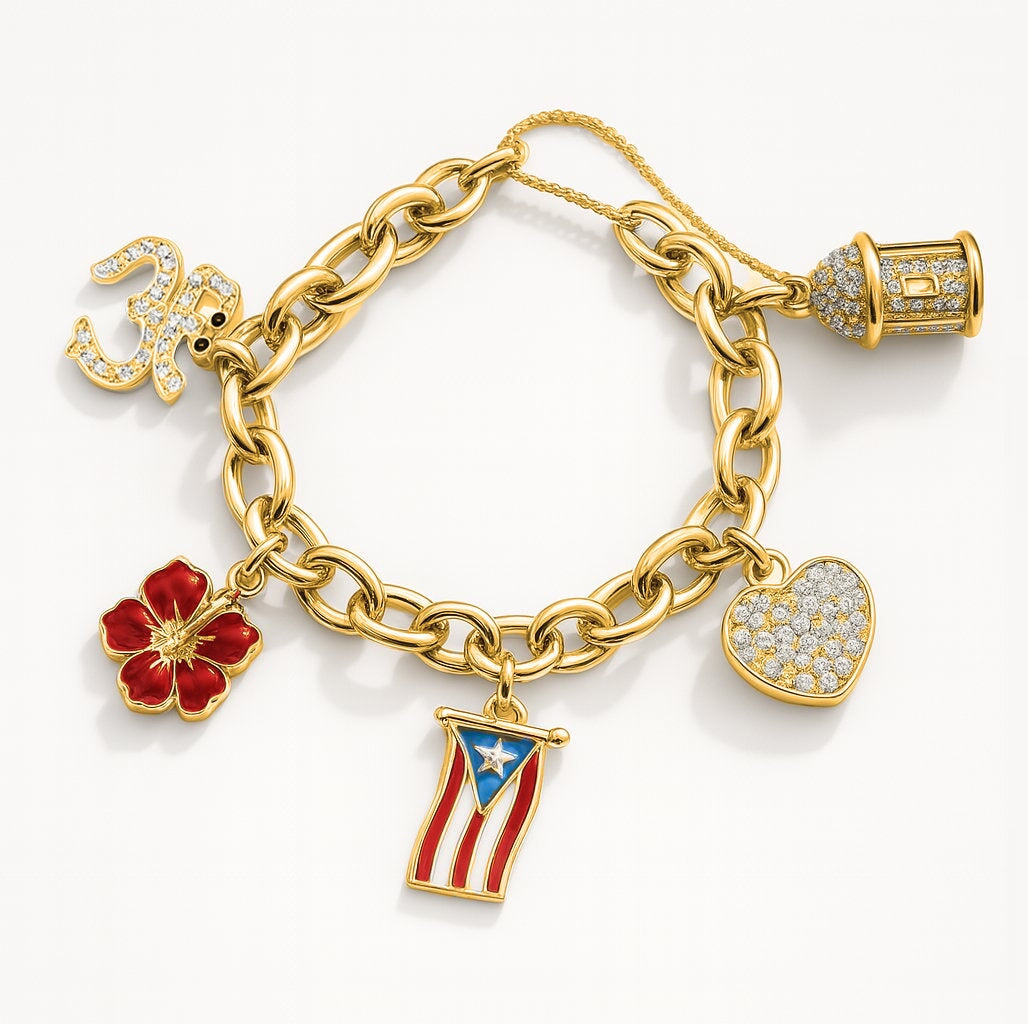 Yo amo a Puerto Rico Bracelet Gold STORIES FOREVER CRYSTALS 