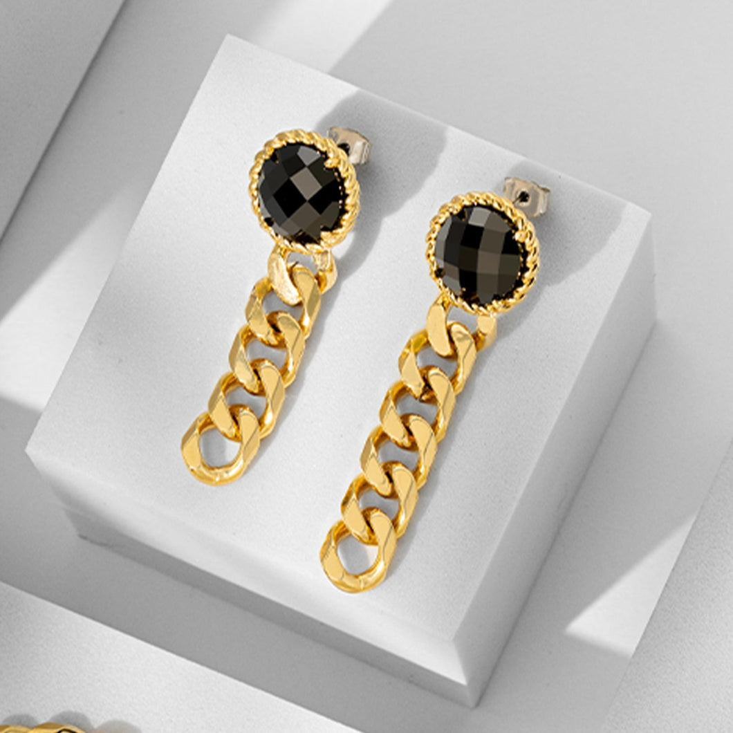 Bengal Drop Earrings Gold Jet SAVAGE Forever Crystals 