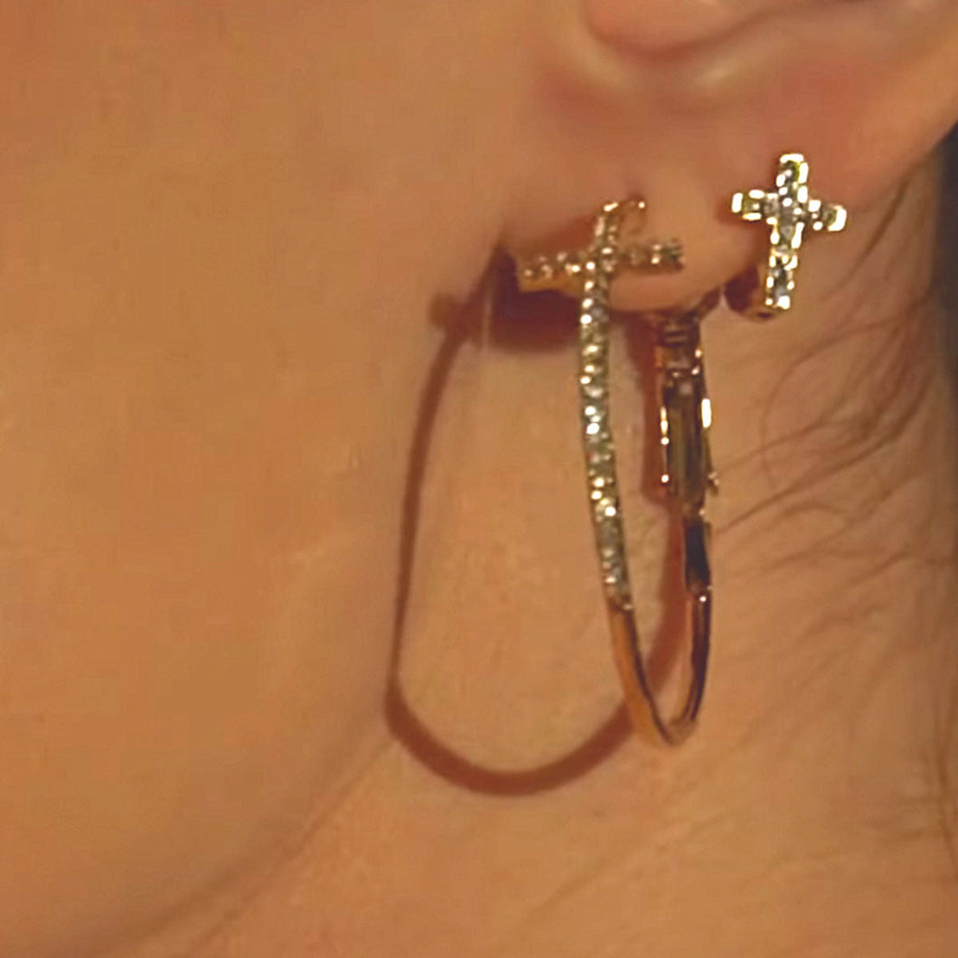 Bethany Hoop Earring JESUS IS KING FOREVER CRYSTALS 