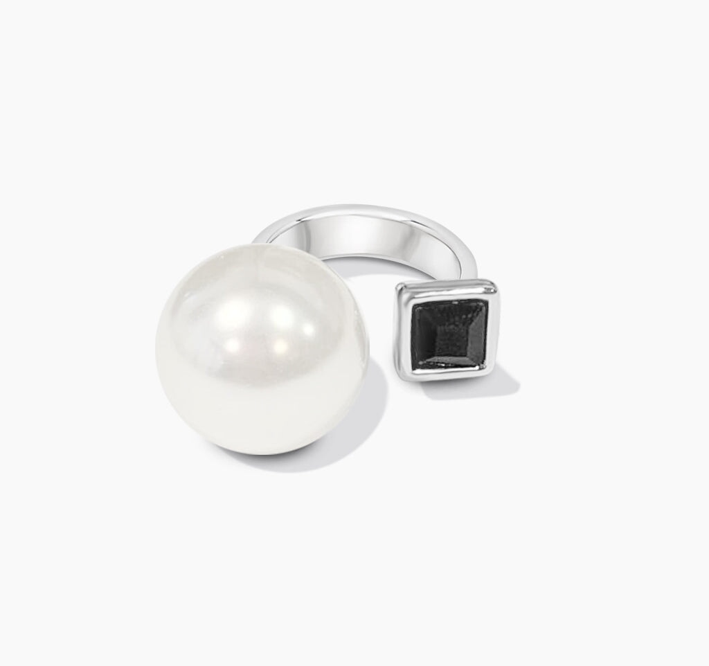 Black Tiger Ring Jet and Pearl SAVAGE Forever Crystals 