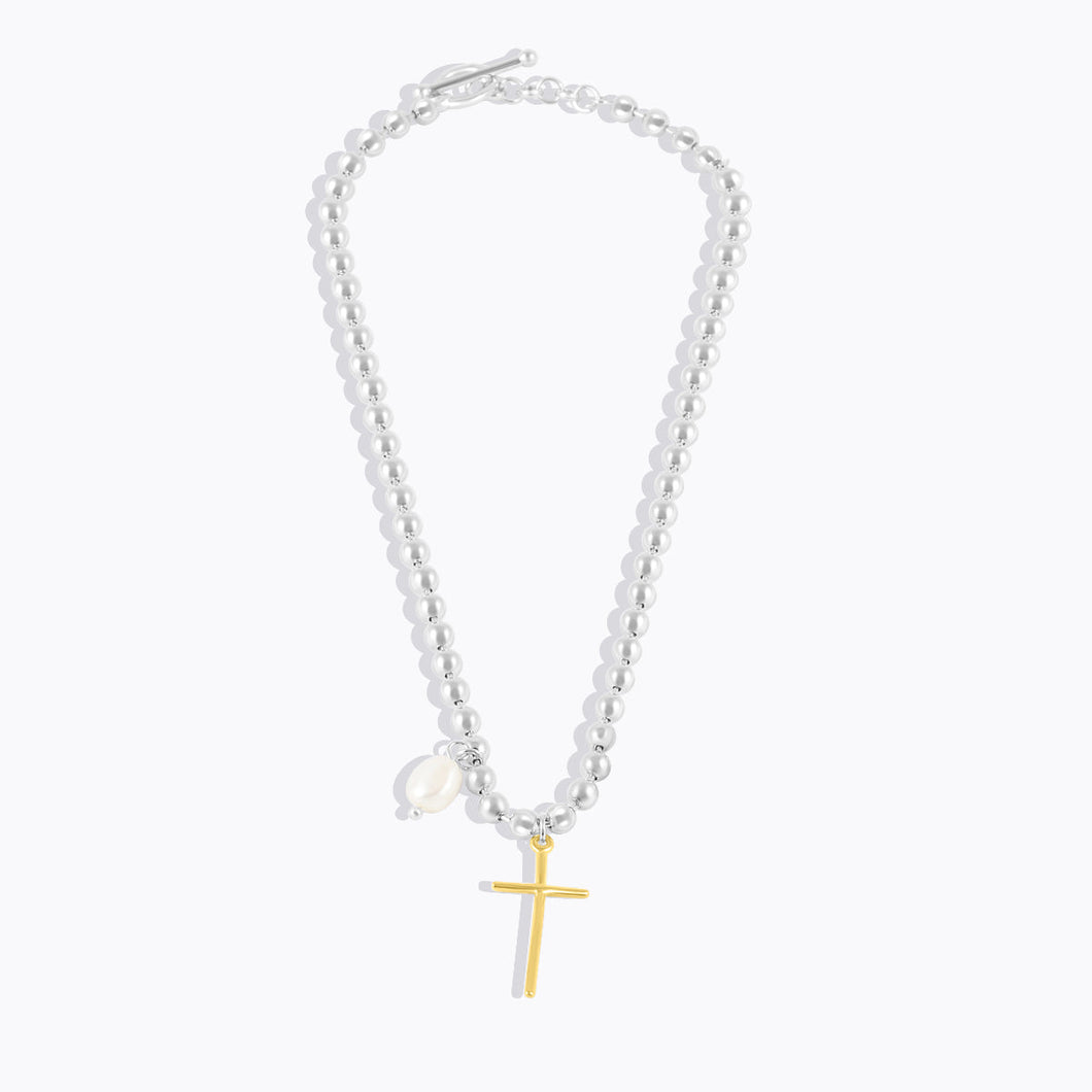 Cana Cross Necklace JESUS IS KING FOREVER CRYSTALS 