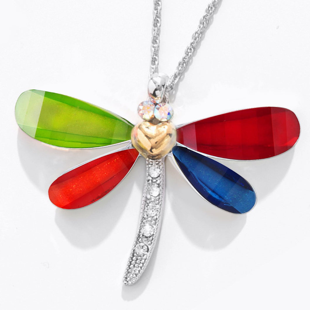 Classic Dragonfly Pendant Dark Multicolor VOIAGE FOREVER CRYSTALS 
