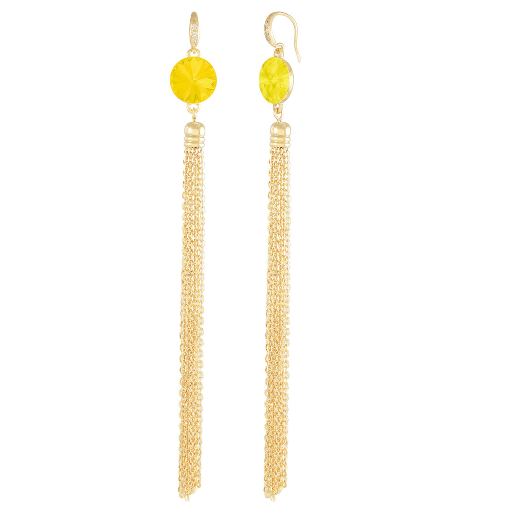 Daisy Tassel Earring Gold Yellow Opal NEW BEGINNINGS FOREVER CRYSTALS 