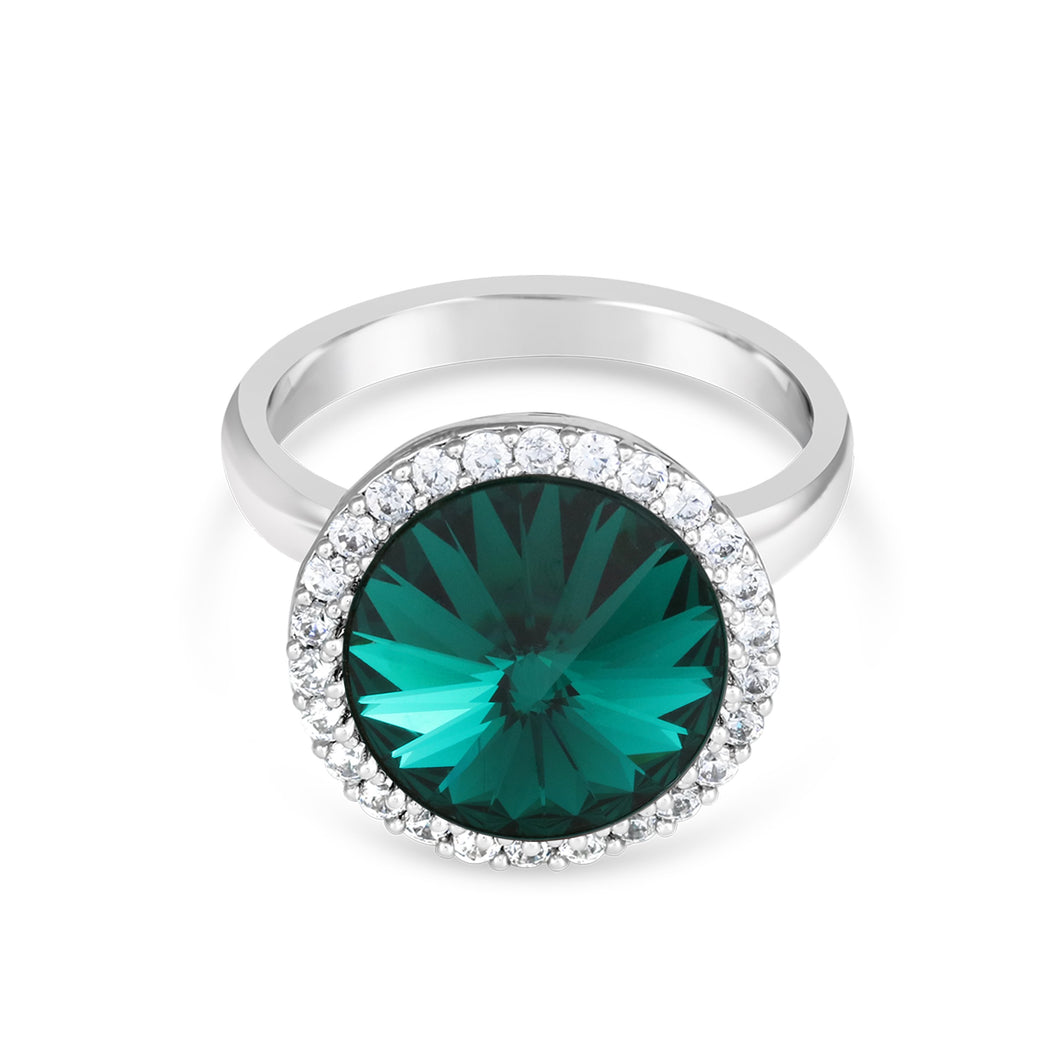 FANCY HALO RING EMERALD RING - FOREVER - ESSENTIALS - EMERALD 001 