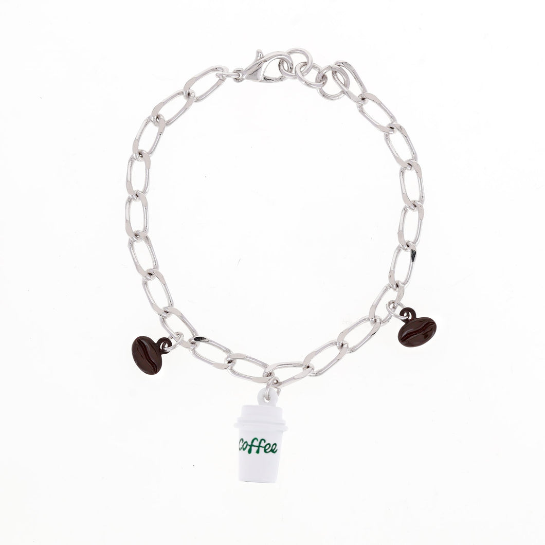 For the Love of Coffee Cup and Bean Bracelet Bracelet Forever Crystals 