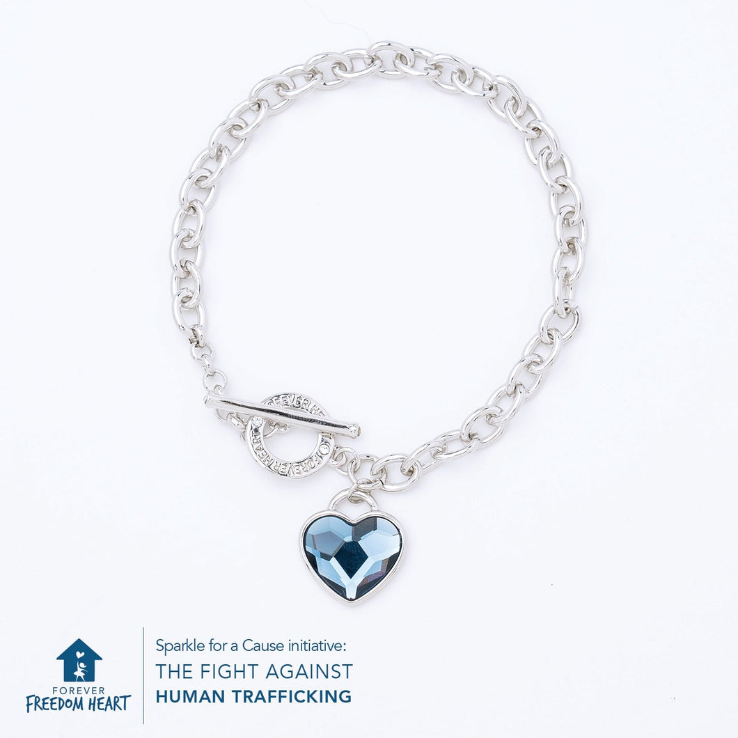 Forever Blue Heart Charm Bracelet VOIAGE FOREVER CRYSTALS 