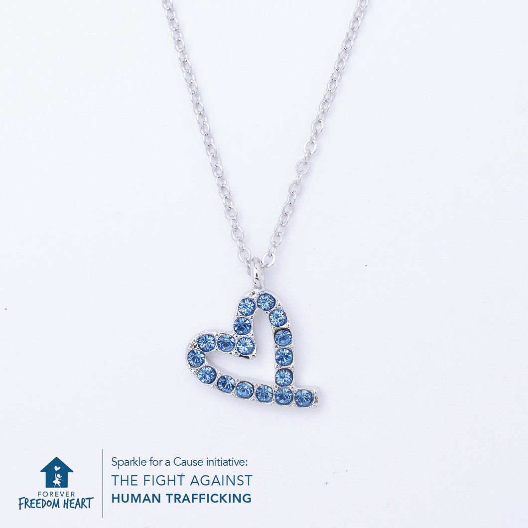Forever Blue Heart Necklace Silhouette Pendant Sapphire VOIAGE FOREVER CRYSTALS 
