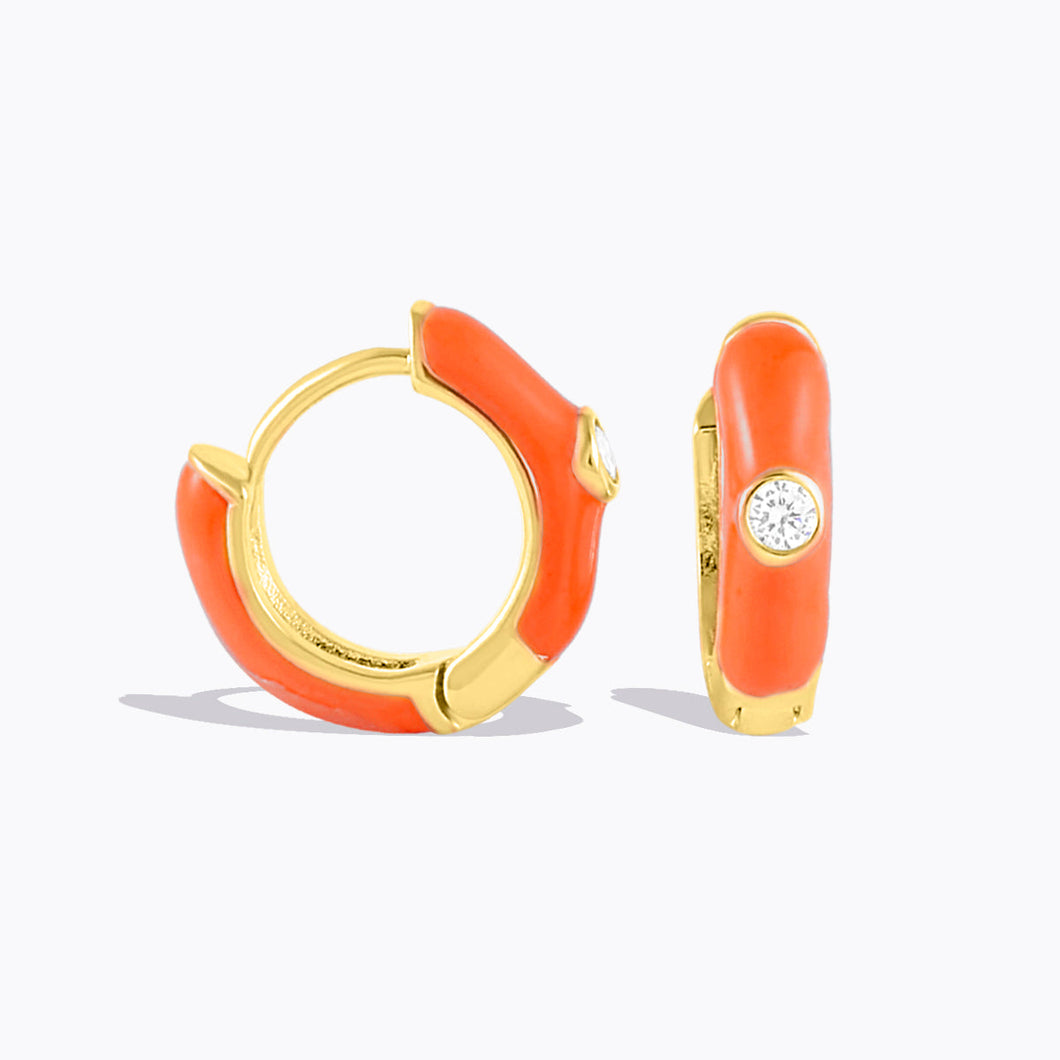 Glimmer Huggie Earrings Gold Tangerine TECHNICOLOR FANTASY FOREVER CRYSTALS 