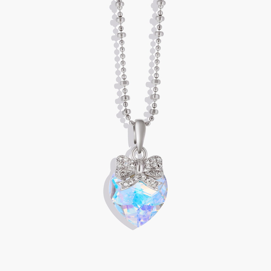 La La Heart Pendant Aurora Borealis Love Always Forever CrysTals 