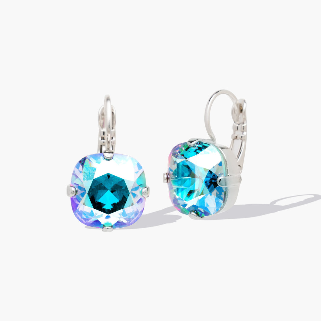 Portrait Huggie Earrings Silver - Light Sapphire Shimmer Leyendas Forevercrystals 